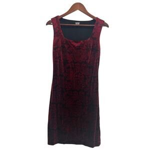 Muse Velvet Beaded Knee Length Dress Floral Red Black Size 4 Y2K Inspired Goth